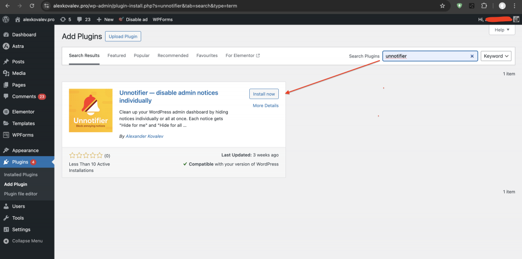 Unnotifier Installation Process