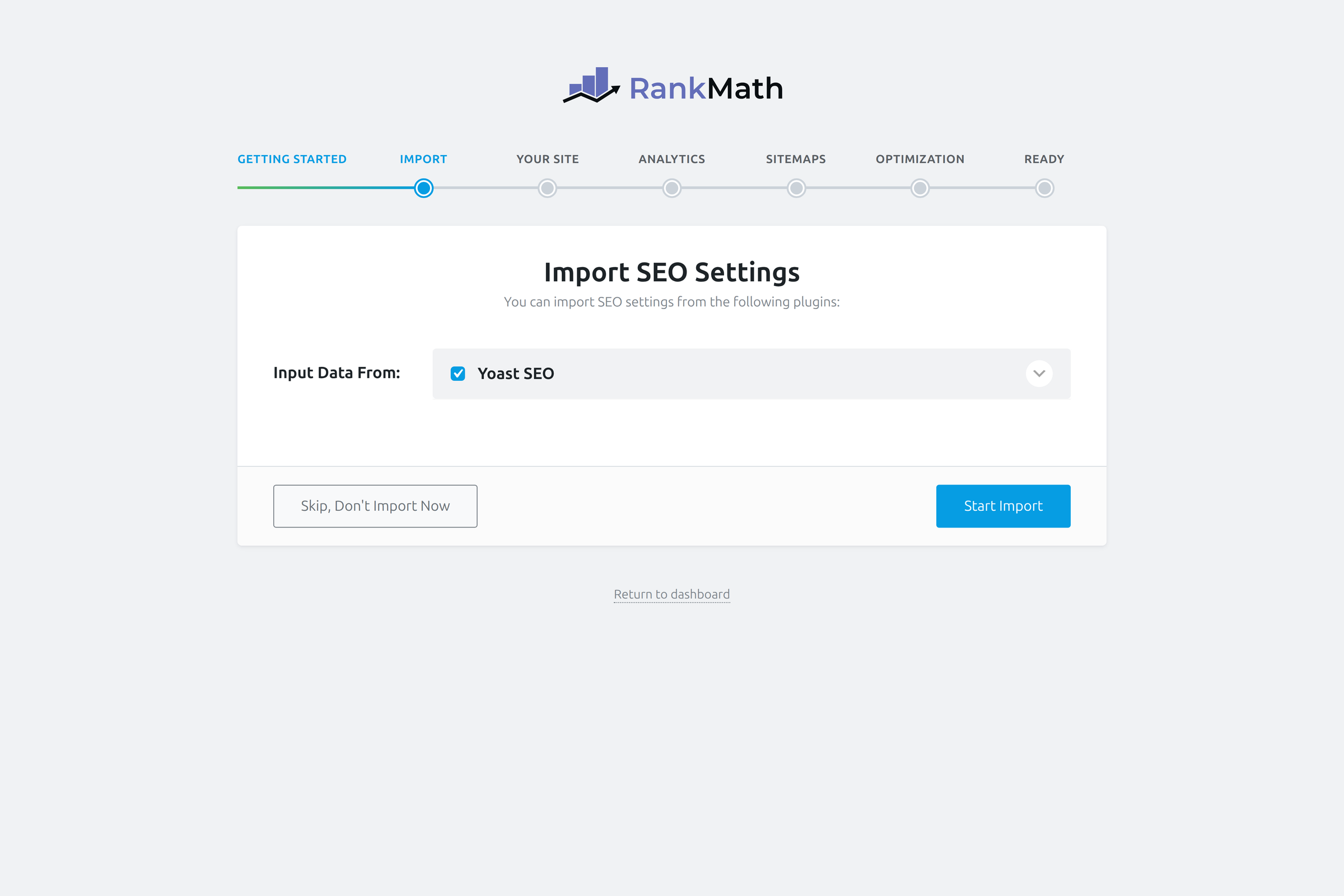 Yoast SEO data available for import into Rank Math